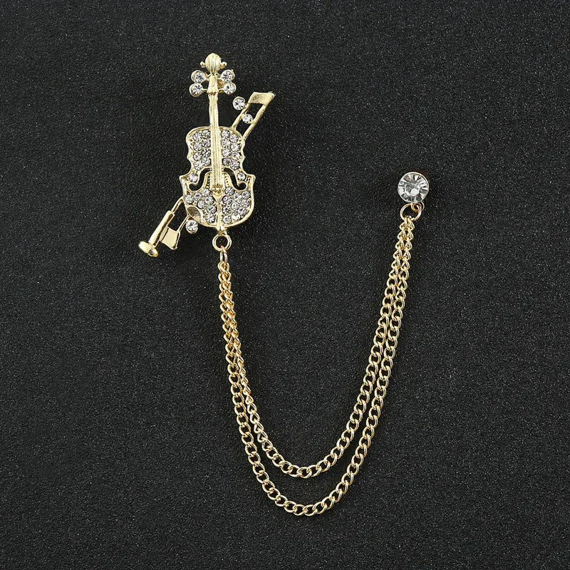 Rhinestone Eagle Brooch - Vintage Airplane Tassel Chain Lapel Pin