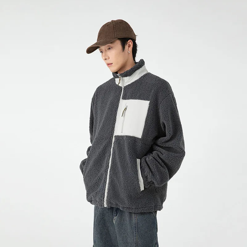 Unisex wool stand-up collar Double-sided two wear Thermal Jacket