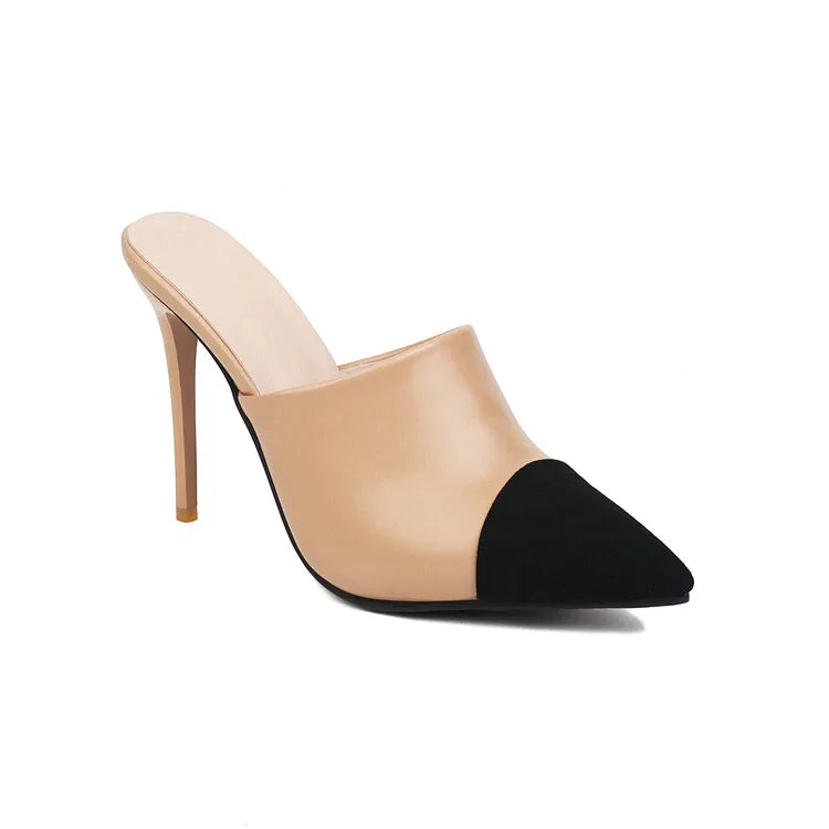 Women's Matte Leather Slipper High Heels