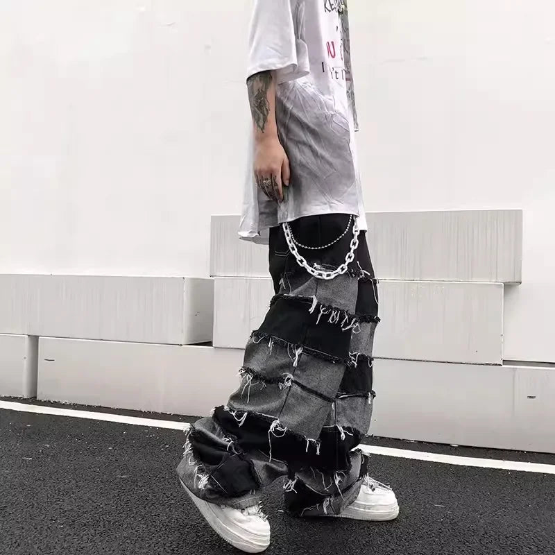 Men's Tassel Baggy Pendant Wide Leg Jeans