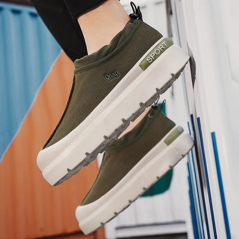 Men's Platform Vulcanized Slip-On Sneakers - Comfortable Running Tennis Shoes