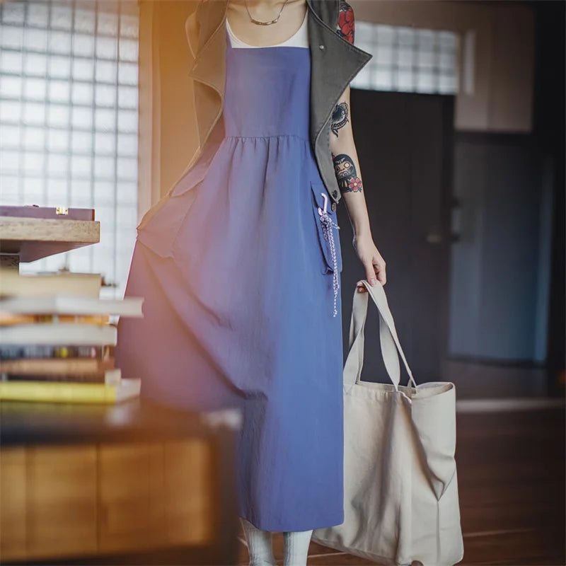 Lightweight Utility Maxi Dress with Pockets - Summer Beach Dress