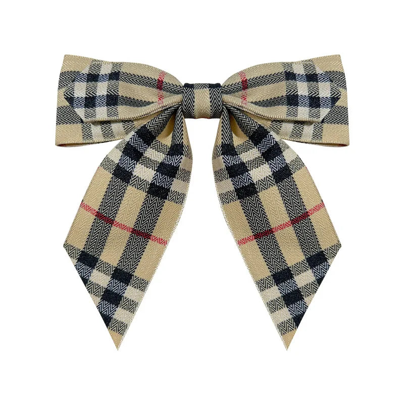 Fabric Plaid Bow Tie Brooch - Vintage British Style Corsage Accessory