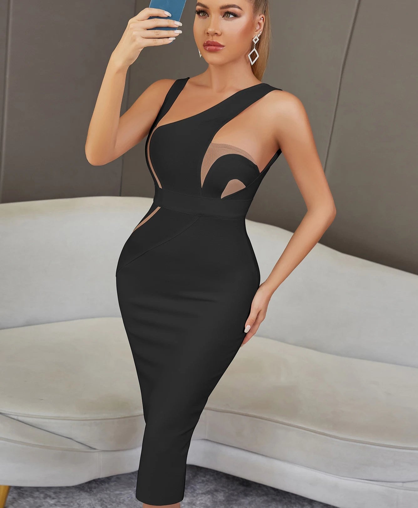 Backless Bandage Midi Dress - Sleeveless Bodycon Party Dress