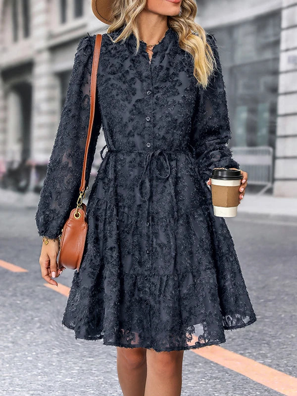 Autumn Winter Fashion - Elegant V-neck Chiffon Dress