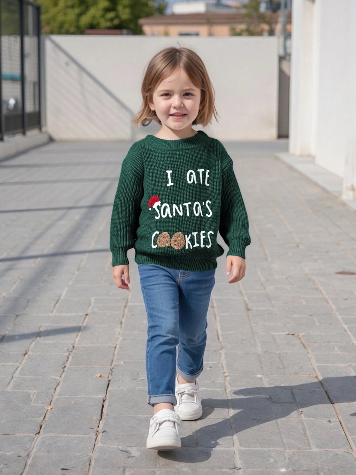 Baby Christmas Sweater - Letter Embroidery Round Neck Pullover Knitwear