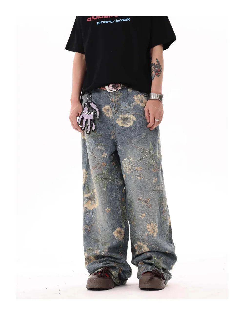 Men's Floral Print Jeans