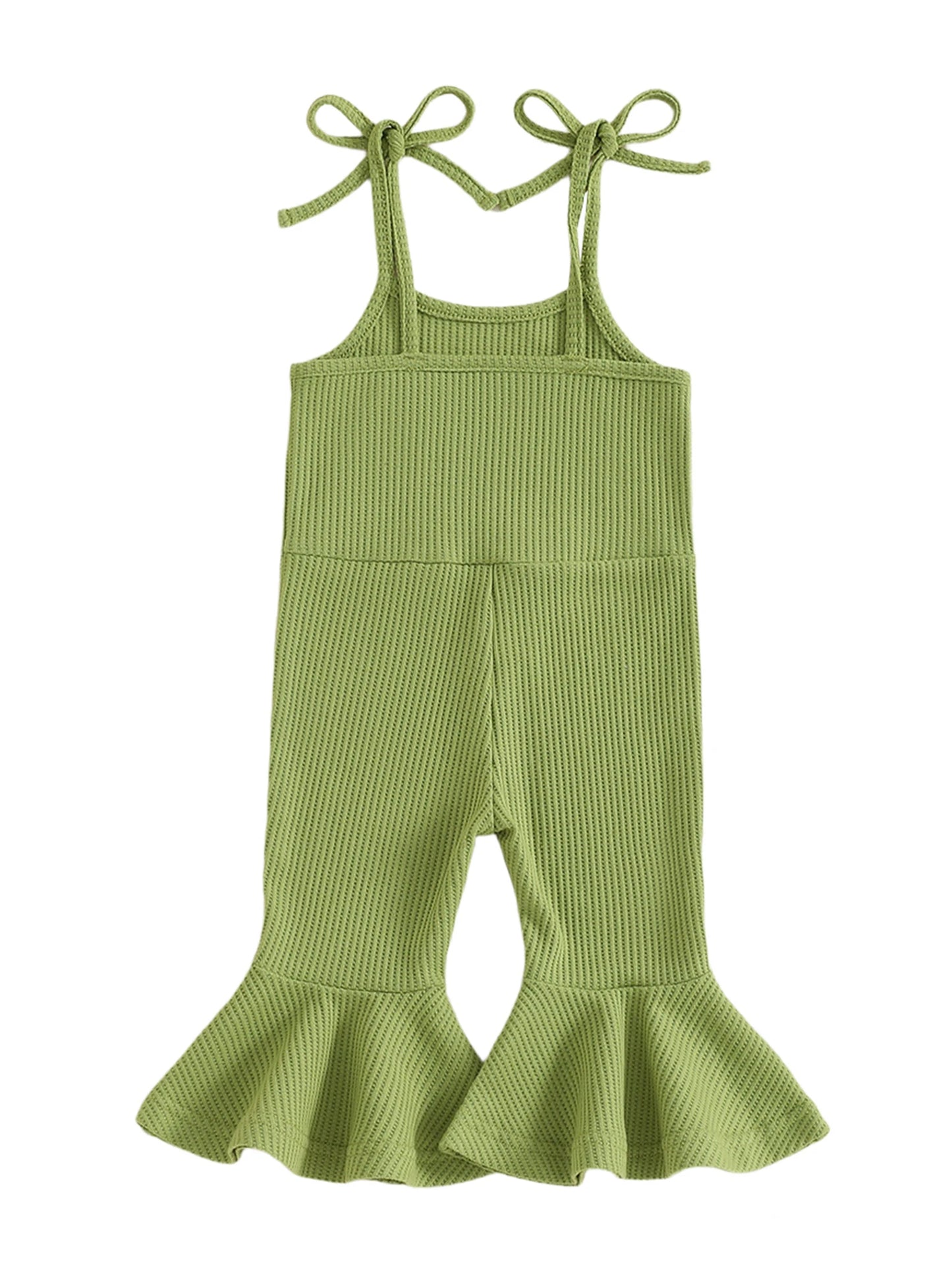 Toddler Girls' Christmas Flare Pants Romper - Heart Embroidery Sleeveless Bell Bottom Overalls