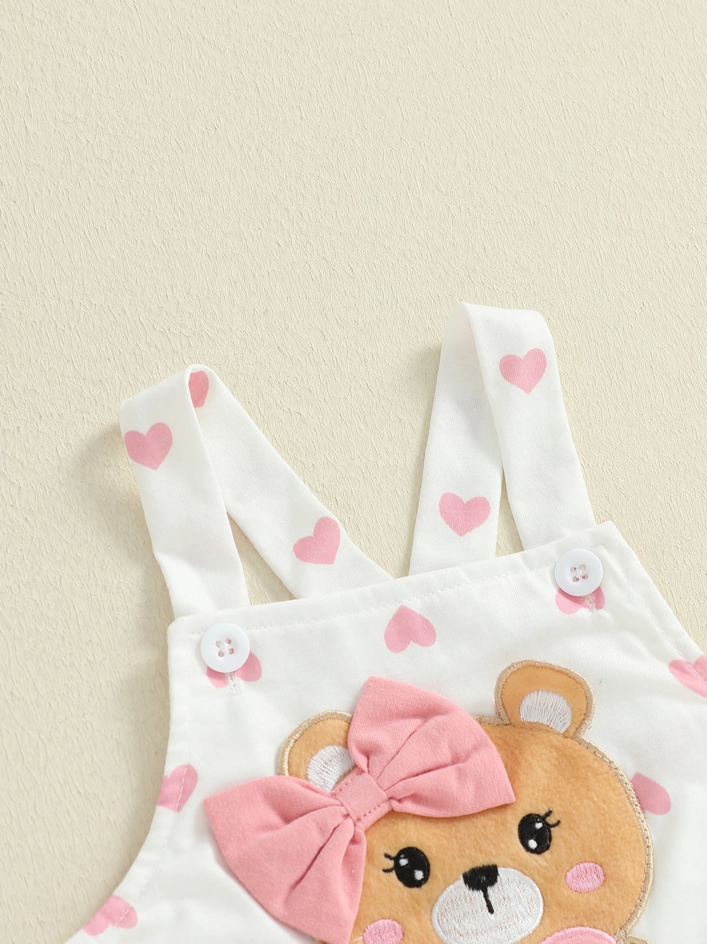 Baby Girls Bear Embroidered Dress Set with Bow Headband (0-18M)