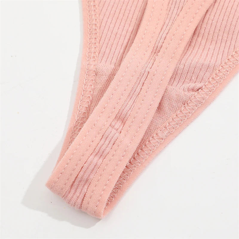Cotton Lace Thongs - 3 Pack Low Waist Bikini Panties