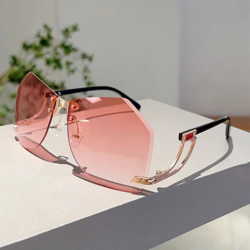 Women's Rimless Irregular Gradient Sunglasses