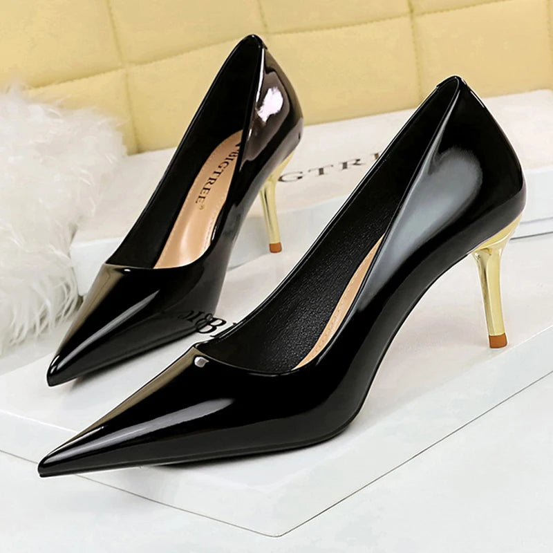 Women's Pumps Patent Leather Shoes Stiletto Heels