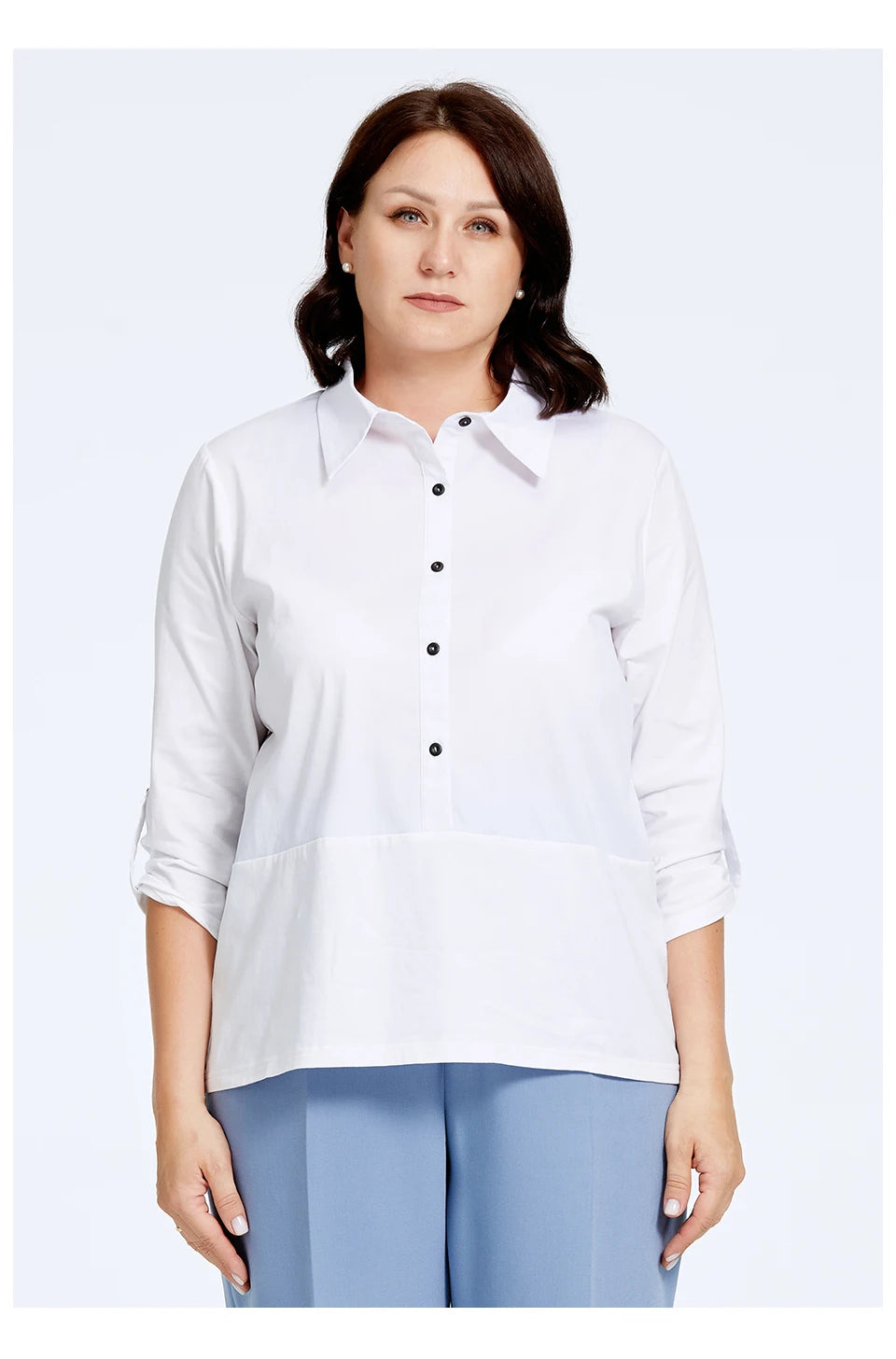 Women's Blouses Elegant Lapel Stitching Plus Size Shirt