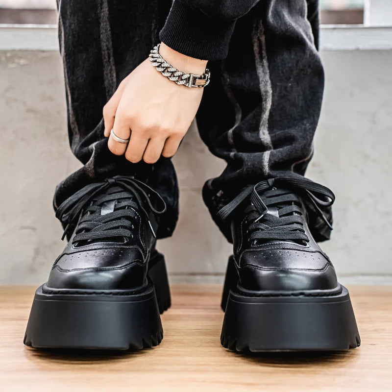 Men's Platform Skateboard Vulcanized Lace Up Sneakers