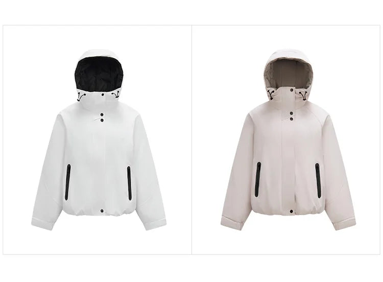 Lightweight Loose Fit Colorblock Hooded Down Jacket - Winter Casual Street Style