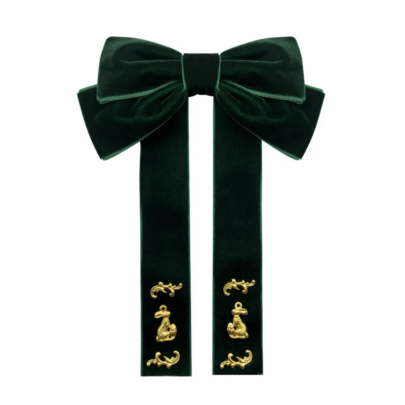 Velvet Bow Cravat Brooch - Elegant Neck Tie Pin for Women