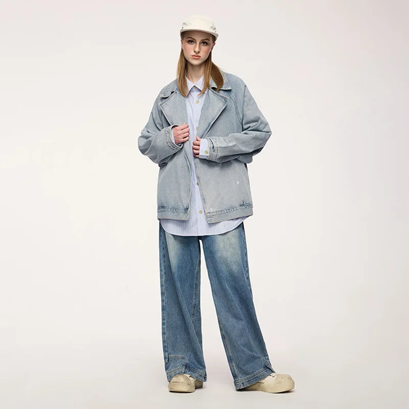 Unisex Vintage Distressed Denim Jacket