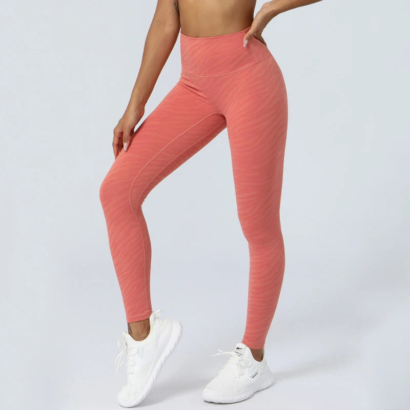 Women's High Waist Yoga Pants Buttery Soft Zebra Stripe Printed Sports Leggings Breathable Workout Running Tights Sportswear