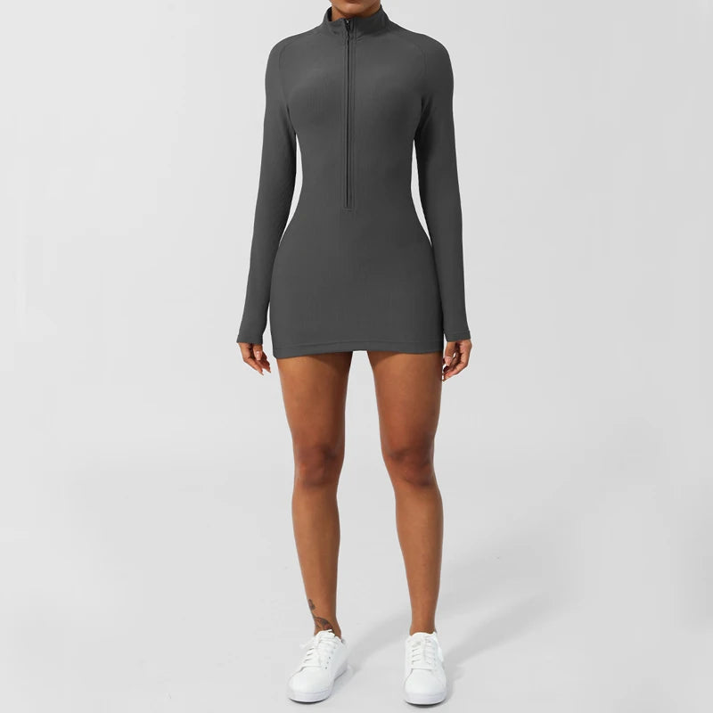 Women's Summer Yoga Slim Fit Ribbed Fabric Gym Breathable Quick Dry Tennis Sportswear Skirt