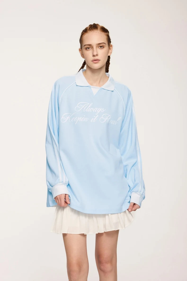 Unisex Streetwear POLO Trendy Oversized Colourblock Long-sleeved T-Shirt