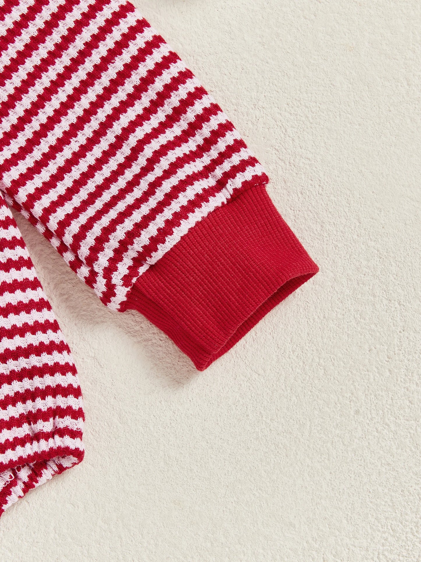 Baby Christmas Romper - Long Sleeve Stripes Print Xmas Embroidery Bodysuit
