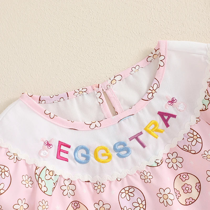 Lovely Baby Easter Romper - Short Sleeve Rabbit Print Bodysuit (0-18M)