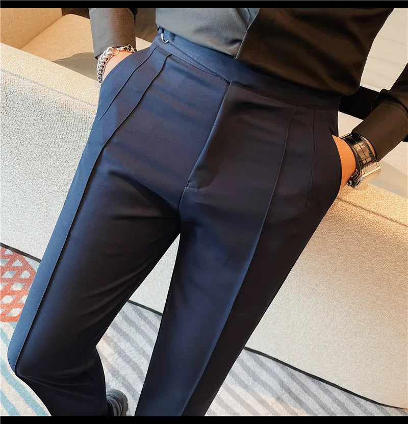 Men's British Style Slim Fit Smart Casual Trousers