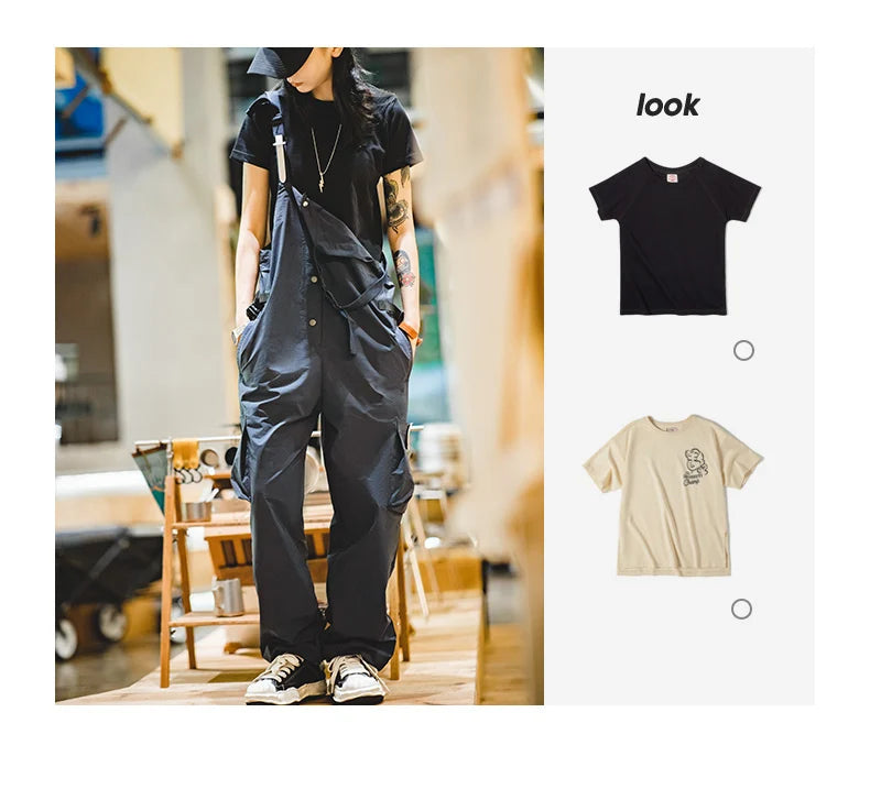 Women's Jumpsuits Retro Overalls Mountain Series Large Pocket Jumpsuit Waterproof Loose Sleeveless Playsuits Cargo Pants
