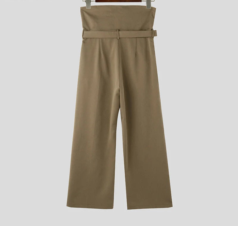 Men's Summer High Waist Pantalons Zipper Long Trousers