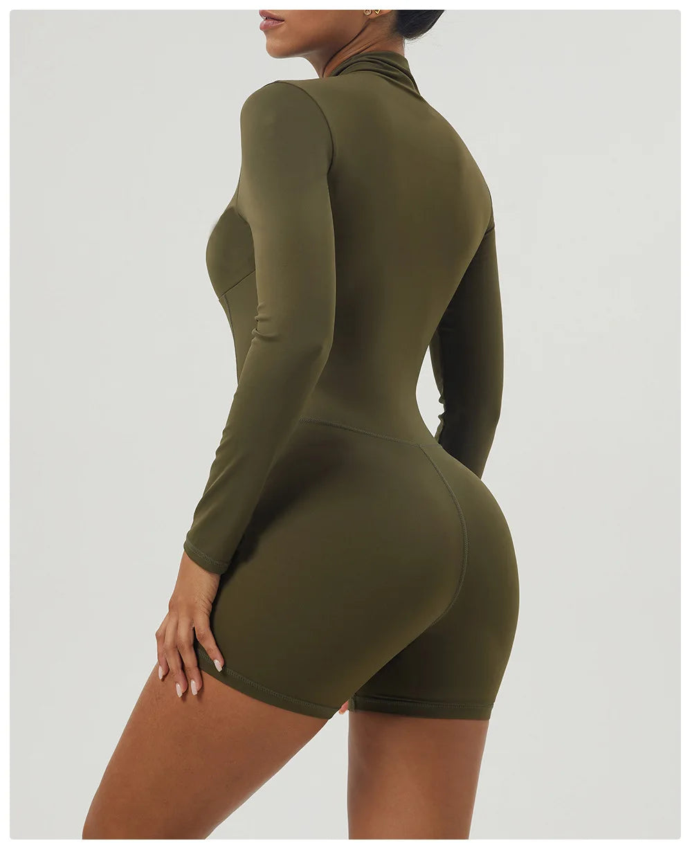 Women's Gym Yoga Running Jumpsuit One Piece Long Sleeve Sportswear Female Breathable Workout Activewear