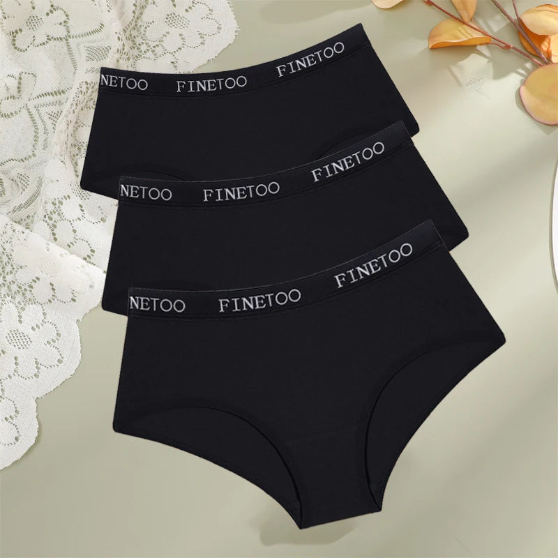 Women's 3Pcs Cotton Breathable Underwear Letter Belt Low Waist Briefs Stretch Comfortable Lingerie