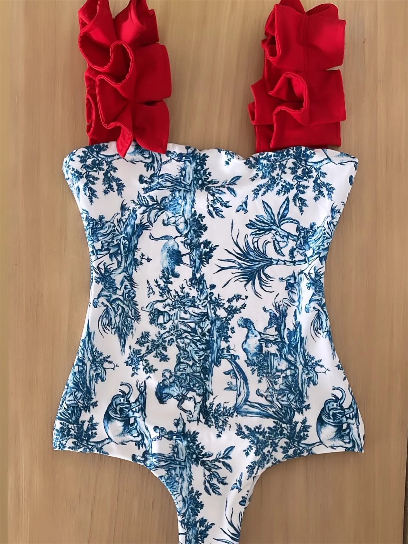 Women's One Piece Shoulder Straps Backless Swimsuit