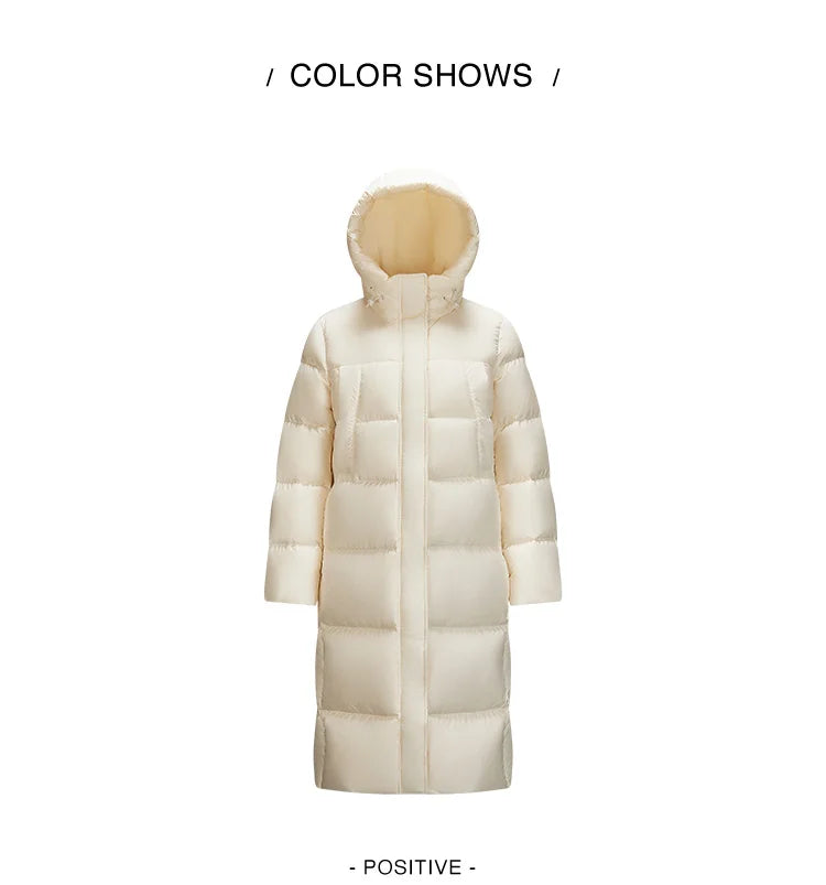 Women's Long Down Jacket - Three-Proof Hooded Winter Coat Loose Fit