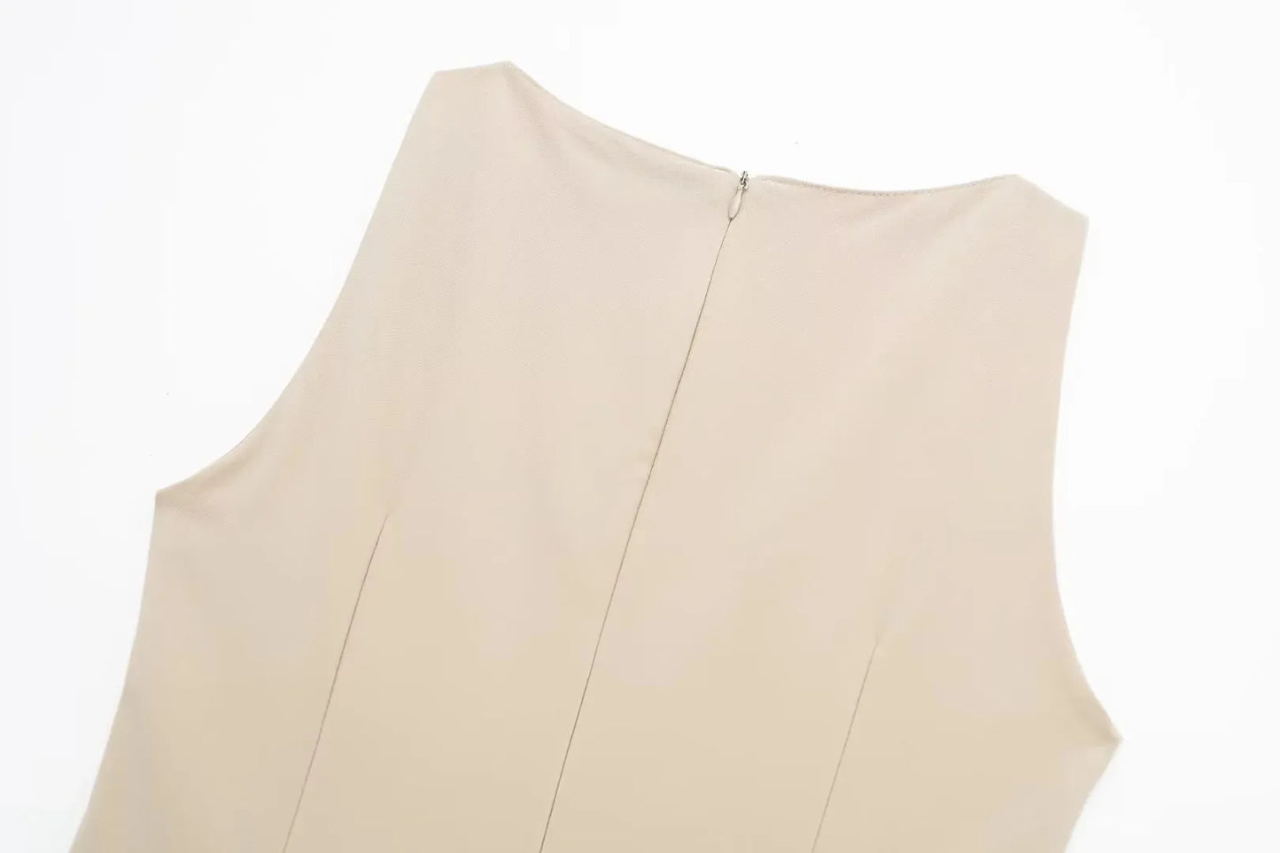 Women's Summer Round Neck Double belt Solid Hollow Out Elegant Button Mini Dress