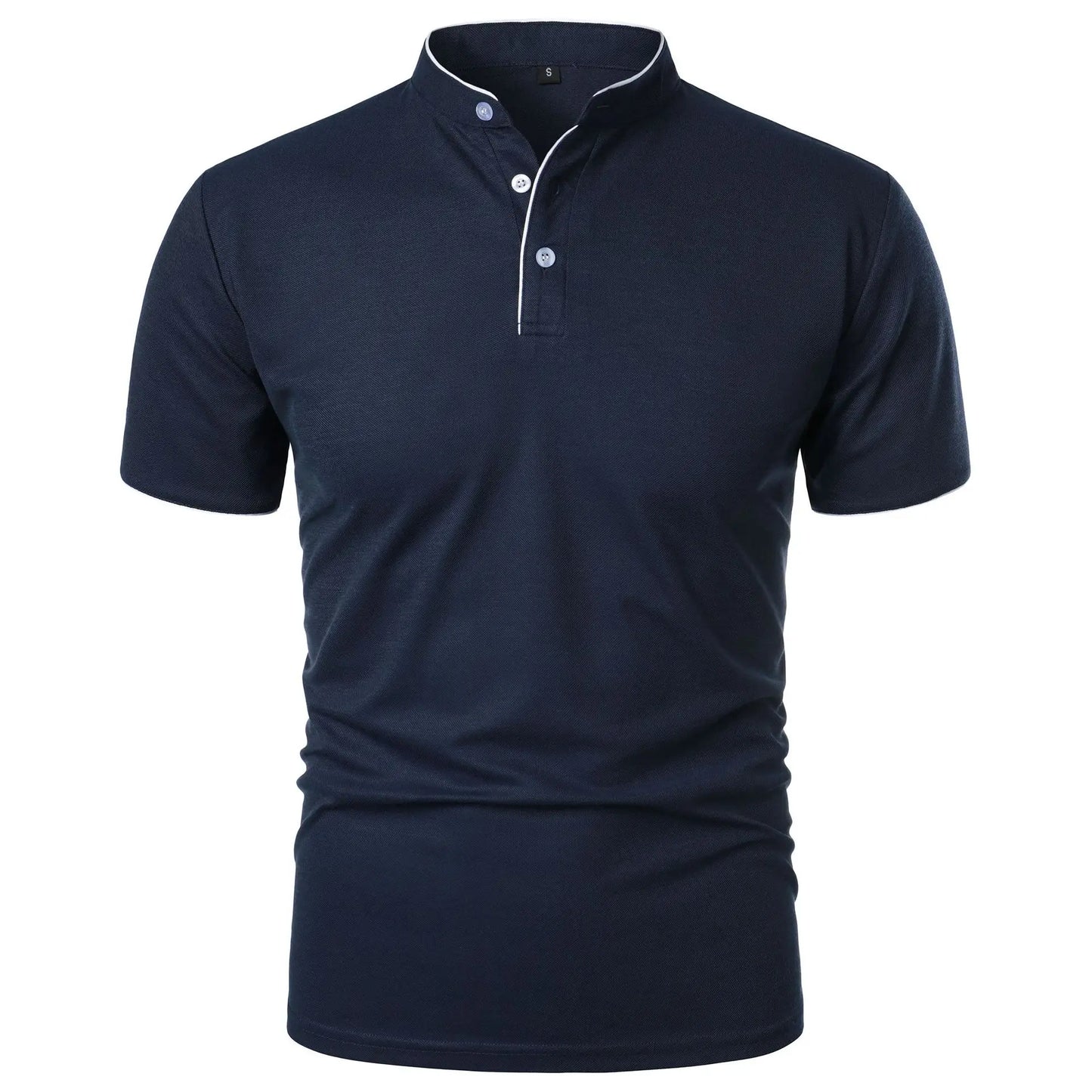 Men's Summer Short Sleeve Stand Collar Smart Casual Slim Fit Lightweight T-Shirt