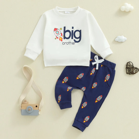 Toddler Boys Cartoon Print Sweatshirt & Pants Set (0-4Y)