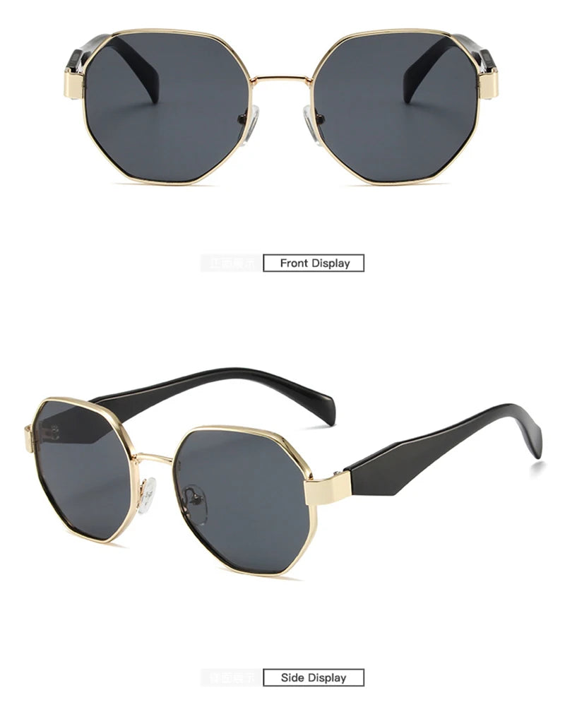 Trendy Polygonal Metal Frame Sunglasses - Women's Retro UV400 Protection