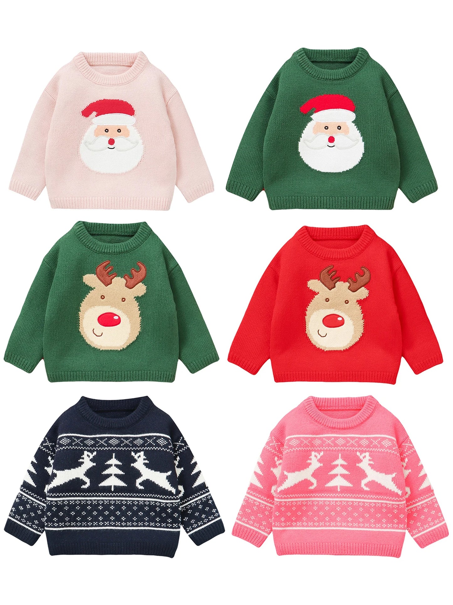 Christmas Baby Sweater - Santa & Reindeer Design (0-3Y)
