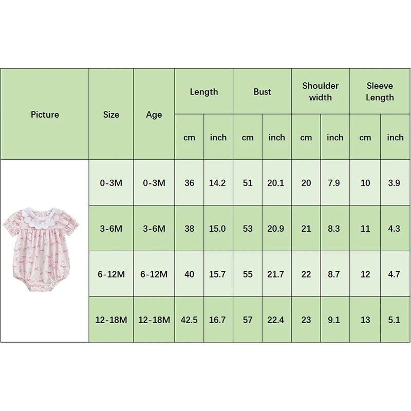 Easter Baby Girls Cute Romper - 3 Style Rabbit Bow Print Doll Collar Ruffle Short Sleeve Bodysuit (0-18M)