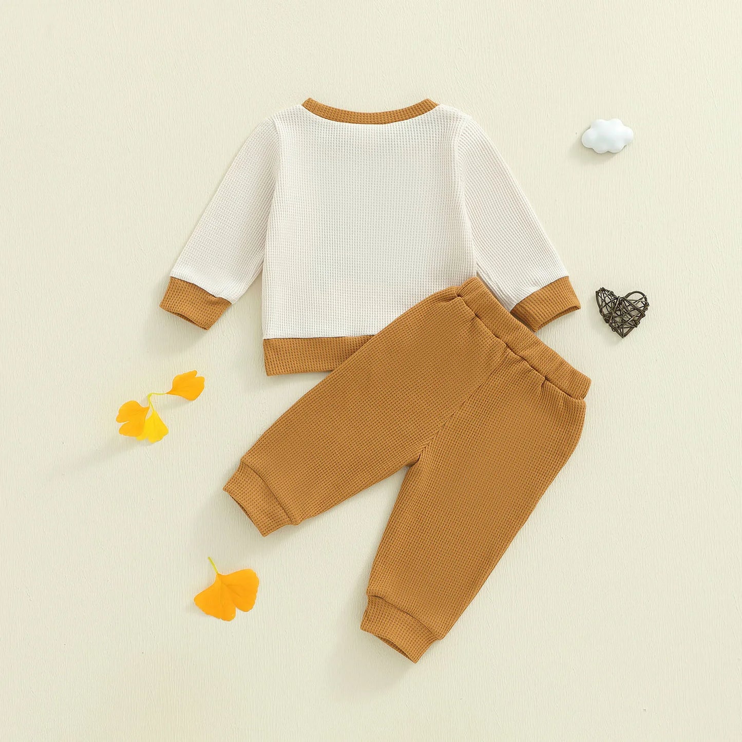 Baby Boys Letter Print Outfit Set - Long Sleeve Crew Neck Sweatshirt & Elastic Waist Pants (0-3Y)