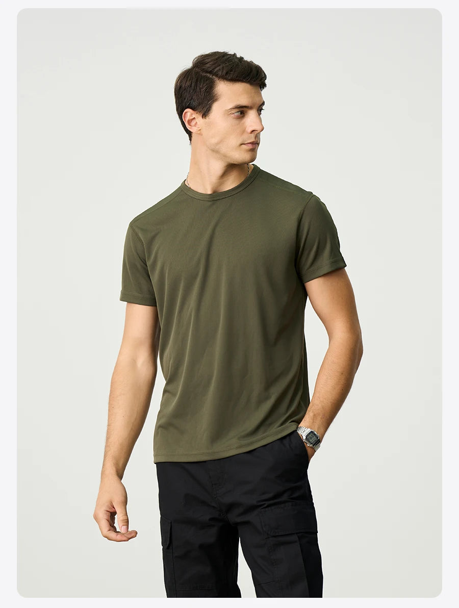 Men's Summer Slim Fit Active Quick Lightweight 140gsm Anti Static Conductive Fabric Athletic Gym T-Shirt