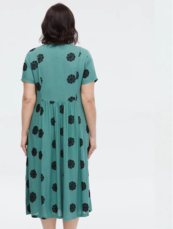 Women's Summer Elegant Cotton Oversize Office Polka Dot Embroidery Design Pocket Long Dress