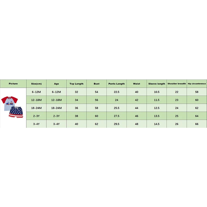0-4Y American Flag Baby Boys Clothes Sets Tractor Embroidery Patchwork Short Sleeves T-Shirt Star Stripe Shorts