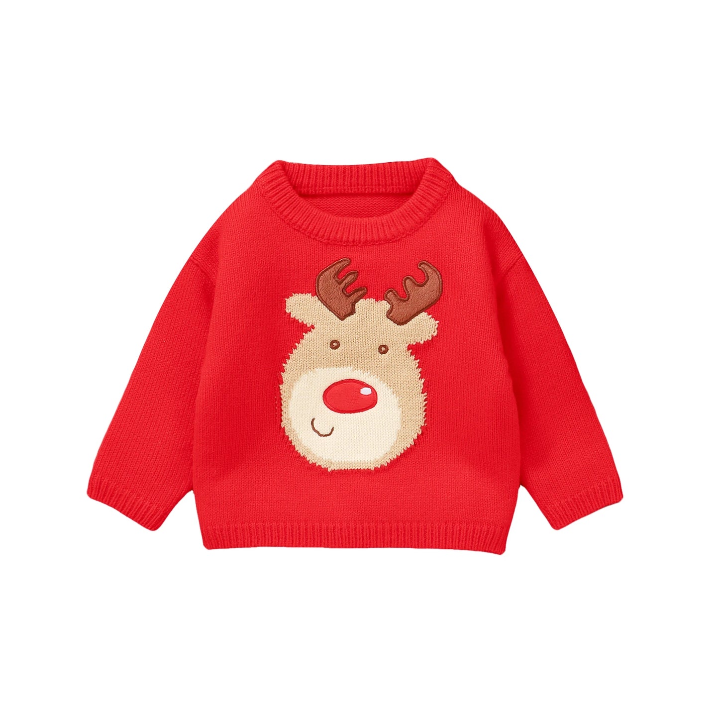 Christmas Baby Sweater - Santa & Reindeer Design (0-3Y)