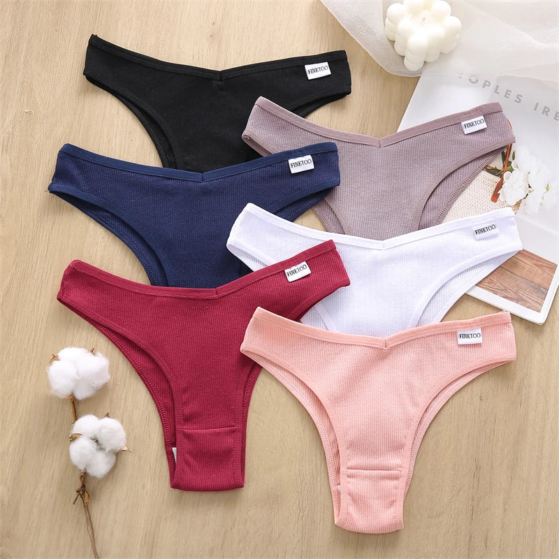 Women's Cotton Brazilian Panties V-Waist Thongs Underwear - Low-Rise Briefs Seamless Lingerie