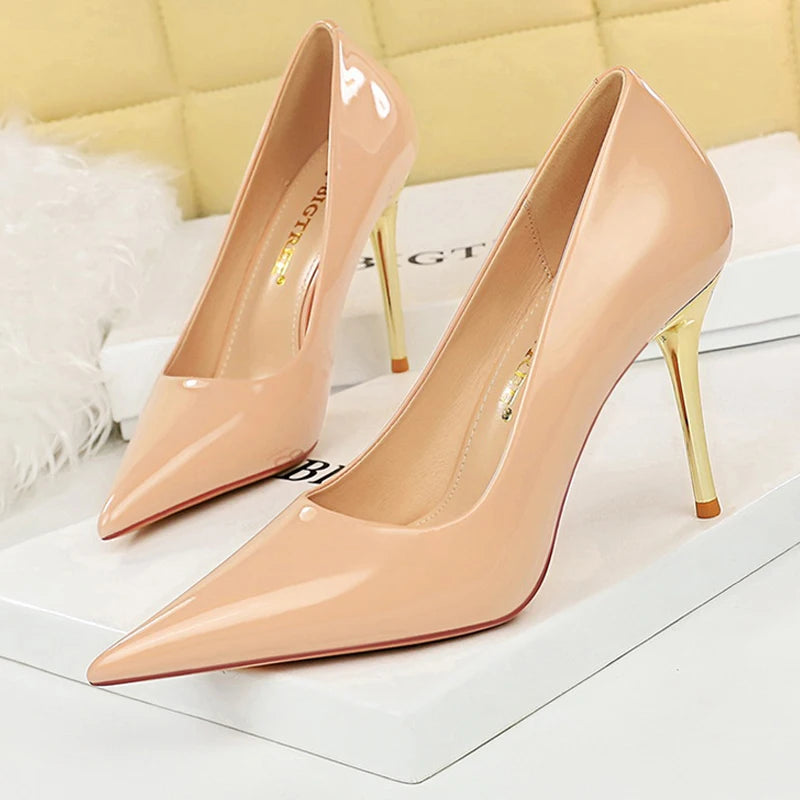 Women's Pumps Patent Leather Shoes Stiletto Heels