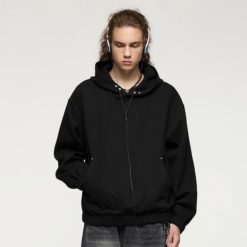 Men's Heavyweight Fleece Crop Boxy Premium Cozy Hooded Sweatshirt