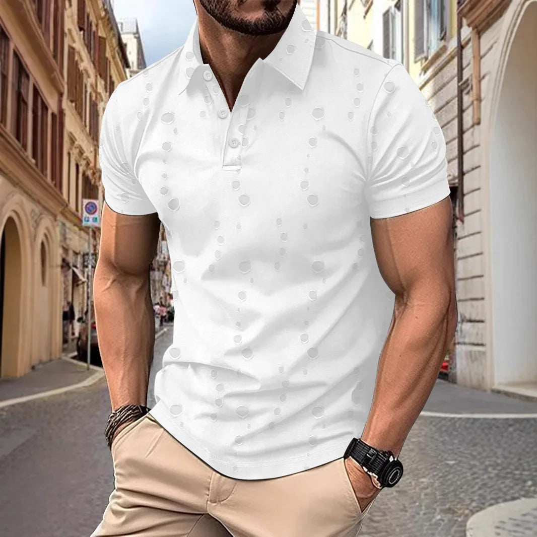 Men's Summer Short Sleeve Turn Down Collar Pullover Polo Shirt