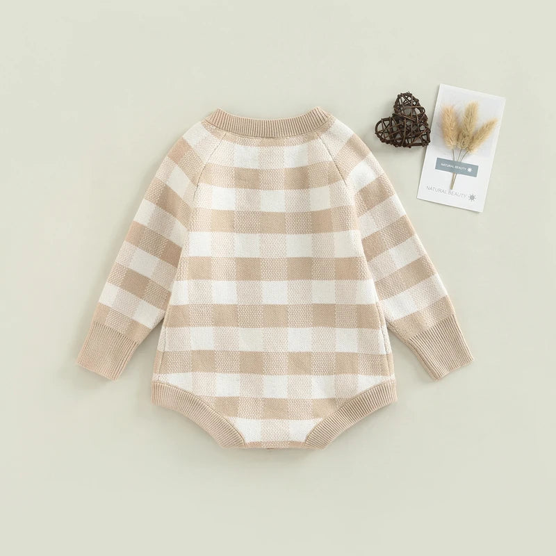 Toddler Baby Sweater Romper with Plaid Print (0-24M)
