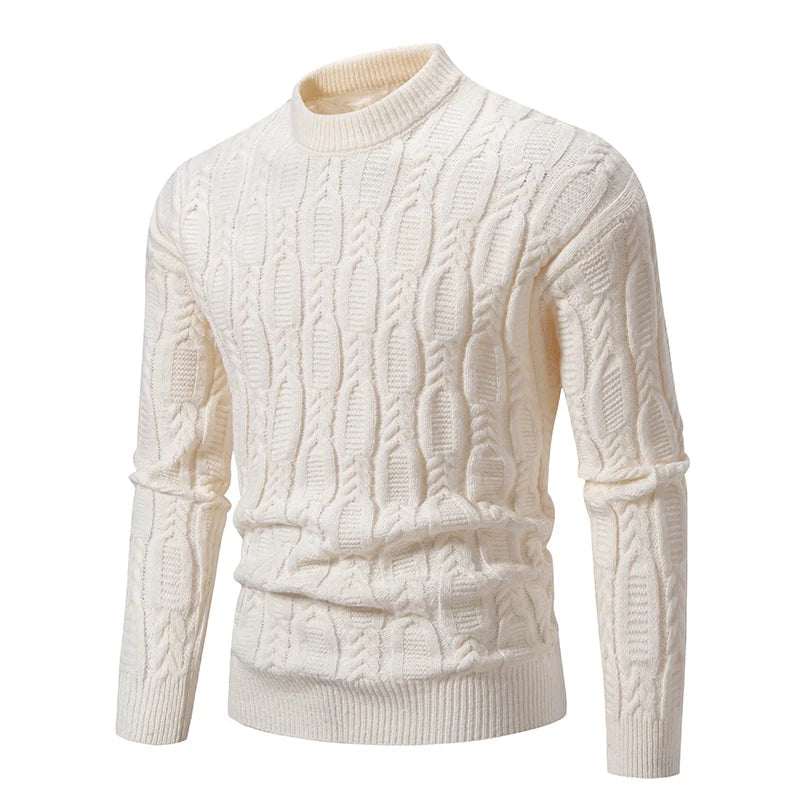 Men's O-Neck Knitted Sweater - Warm Casual Pullover for Autumn Winter